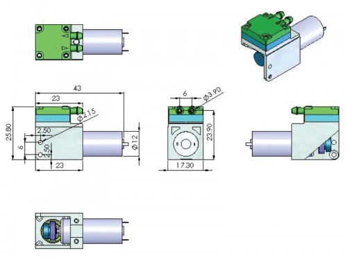 CX Miniature Diaphragm Pump - CX-1 - Drawing View1