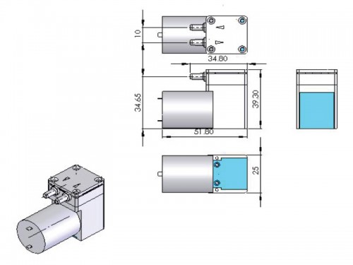 CX Miniature Diaphragm Pump - CX-2 - Drawing View1