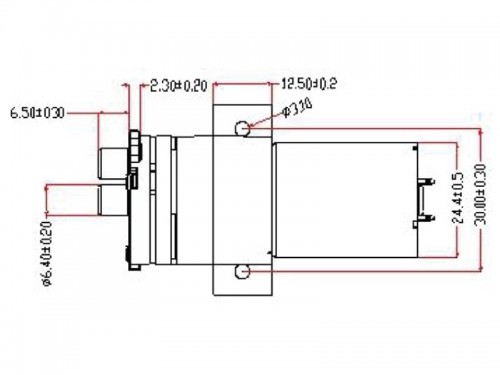 LP1 Miniature Diaphragm Liquid Pump - LP-1B - Drawing View1