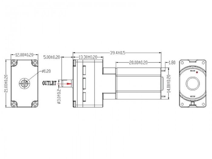 SX Micro Diaphragm Pumps - SX-2 - Drawing View1