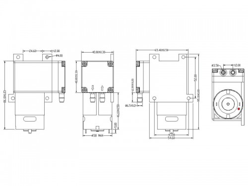 SX Micro Diaphragm Pumps - SX-7 - Drawing View1